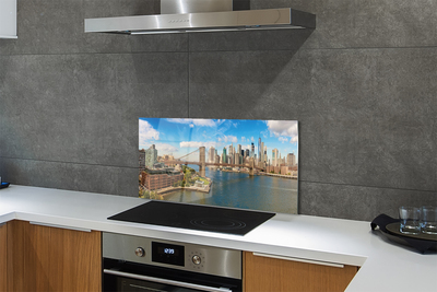 Painel de vidro Panorama da ponte arranha-céus