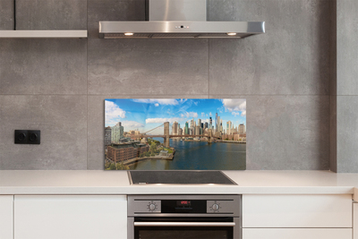 Painel de vidro Panorama da ponte arranha-céus