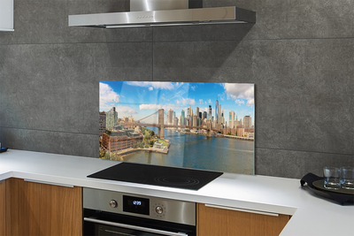 Painel de vidro Panorama da ponte arranha-céus