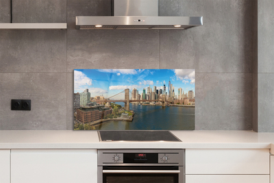 Painel de vidro Panorama da ponte arranha-céus