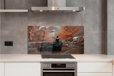 Painel de vidro Mulher montanhas de outono