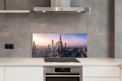 Painel de vidro Panorama dos arranha-céus do nascer do sol em Varsóvia