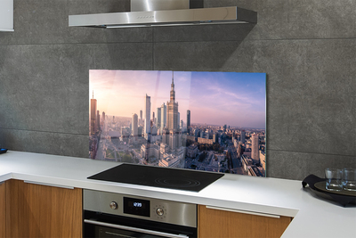 Painel de vidro Panorama dos arranha-céus do nascer do sol em Varsóvia