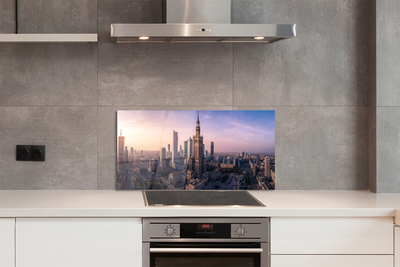 Painel de vidro Panorama dos arranha-céus do nascer do sol em Varsóvia