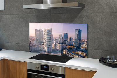 Painel de vidro Panorama dos arranha-céus de Varsóvia