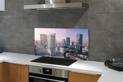 Painel de vidro Panorama dos arranha-céus de Varsóvia