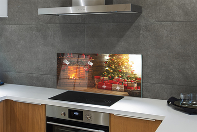 Painel de vidro Presentes para lareira de árvore de Natal