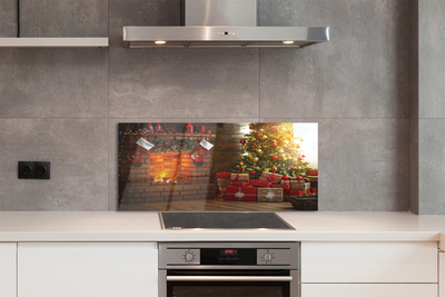 Painel de vidro Presentes para lareira de árvore de Natal