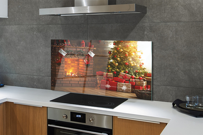 Painel de vidro Presentes para lareira de árvore de Natal