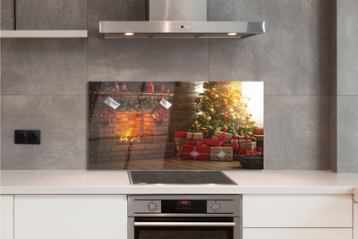 Painel de vidro Presentes para lareira de árvore de Natal