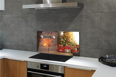 Painel de vidro Presentes para lareira de árvore de Natal