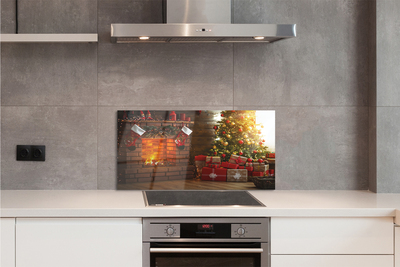 Painel de vidro Presentes para lareira de árvore de Natal