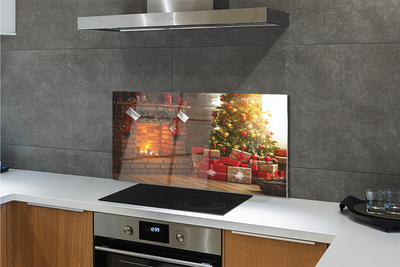 Painel de vidro Presentes para lareira de árvore de Natal