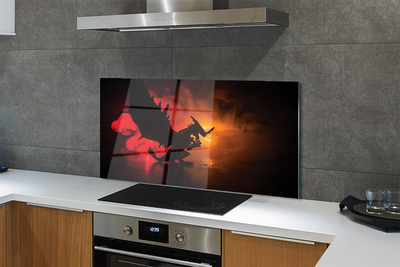 Painel de vidro Dragão da Nuvem Negra