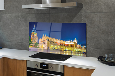 Painel de vidro Salão de Tecidos de Cracóvia à noite