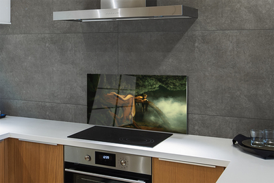 Painel de vidro Mulher árvore nuvens