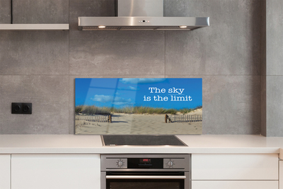 Painel de vidro Inscrição no céu da praia