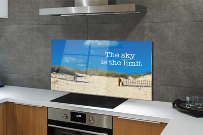 Painel de vidro Inscrição no céu da praia