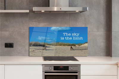 Painel de vidro Inscrição no céu da praia