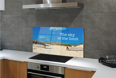 Painel de vidro Inscrição no céu da praia