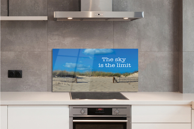 Painel de vidro Inscrição no céu da praia