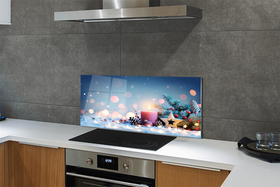 Painel de vidro neve de vela de natal