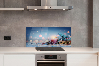 Painel de vidro neve de vela de natal