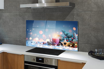 Painel de vidro neve de vela de natal