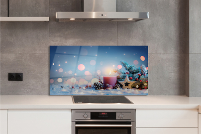 Painel de vidro neve de vela de natal