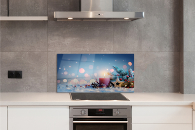 Painel de vidro neve de vela de natal