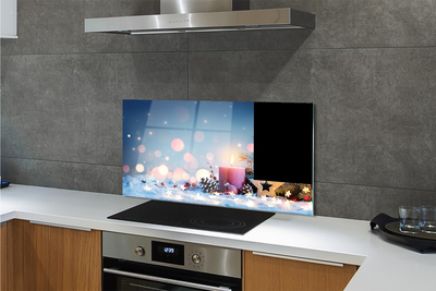 Painel de vidro neve de vela de natal