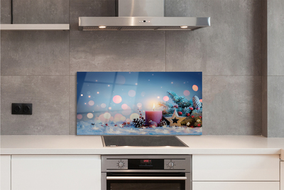 Painel de vidro neve de vela de natal