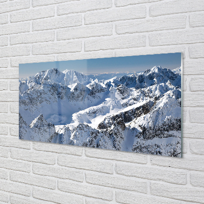 Painel de vidro Montanhas neve de inverno