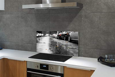 Painel de vidro Carros folhas de outono estrada