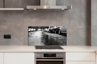 Painel de vidro Carros folhas de outono estrada