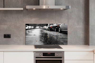 Painel de vidro Carros folhas de outono estrada