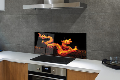 Painel de vidro Dragão dourado