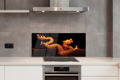 Painel de vidro Dragão dourado