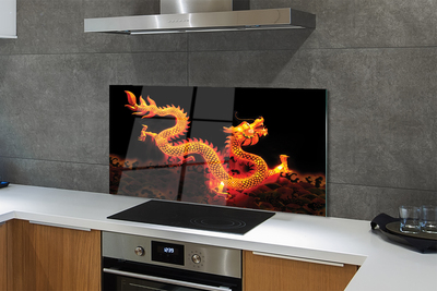 Painel de vidro Dragão dourado