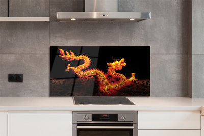 Painel de vidro Dragão dourado