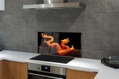 Painel de vidro Dragão dourado