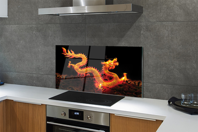 Painel de vidro Dragão dourado