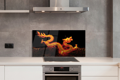 Painel de vidro Dragão dourado