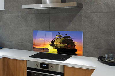 Painel de vidro Céu, navio, mar