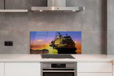 Painel de vidro Céu, navio, mar