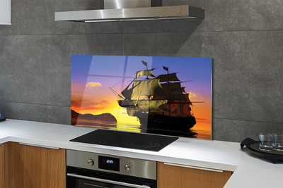 Painel de vidro Céu, navio, mar