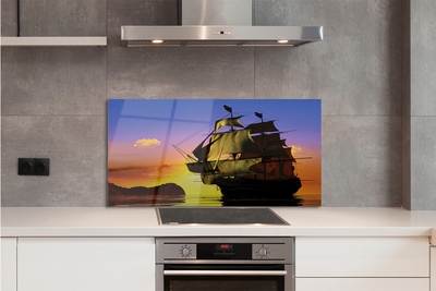 Painel de vidro Céu, navio, mar