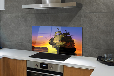 Painel de vidro Céu, navio, mar