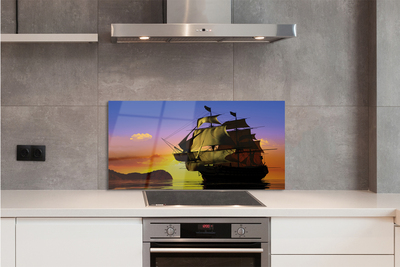 Painel de vidro Céu, navio, mar
