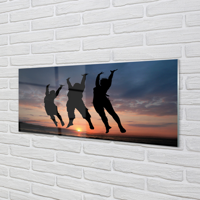 Painel de vidro Pessoas pôr do sol nuvens